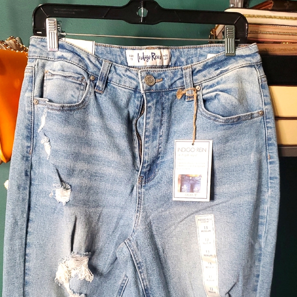 Indigo Rein Blue Skinny Distressed Jeans
